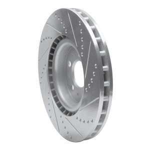 Volvo V70 Brake Rotor (1) - Front Left - R1 Concepts - Drilled & Slotted - Silver - `04-`07